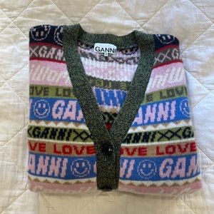 Ganni Graphic Wool Blend Cardigan